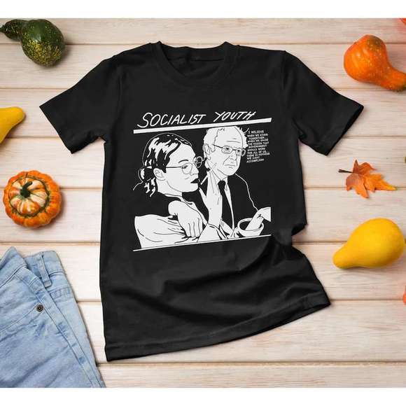 Socialist Youth Bernie Sanders And Alexandria Ocasio Cortez Unisex T Shirt - Picture 1 of 4